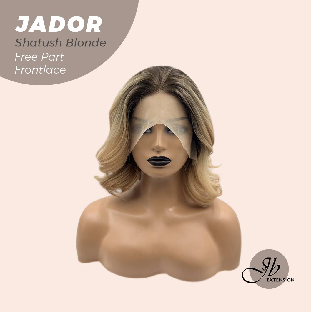 JBEXTENSION 10 Inches Shatush Dark Blonde Curly Lace Front Wig.Pre Plucked 13*4 HD Transparent Lace Frontal Handmade Futura Fiber Swiss Lace Synthetic Fiber Glueless Wig JADOR SHATUSH BLONDE