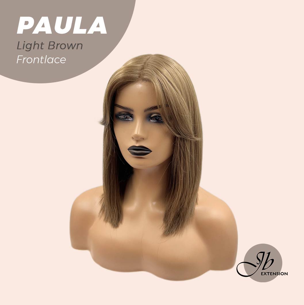 JBEXTENSION 12 Inches Bob Cut Light Brown Straight Pre-Cut Frontlace Glueless Wig PAULA LIGHT BROWN