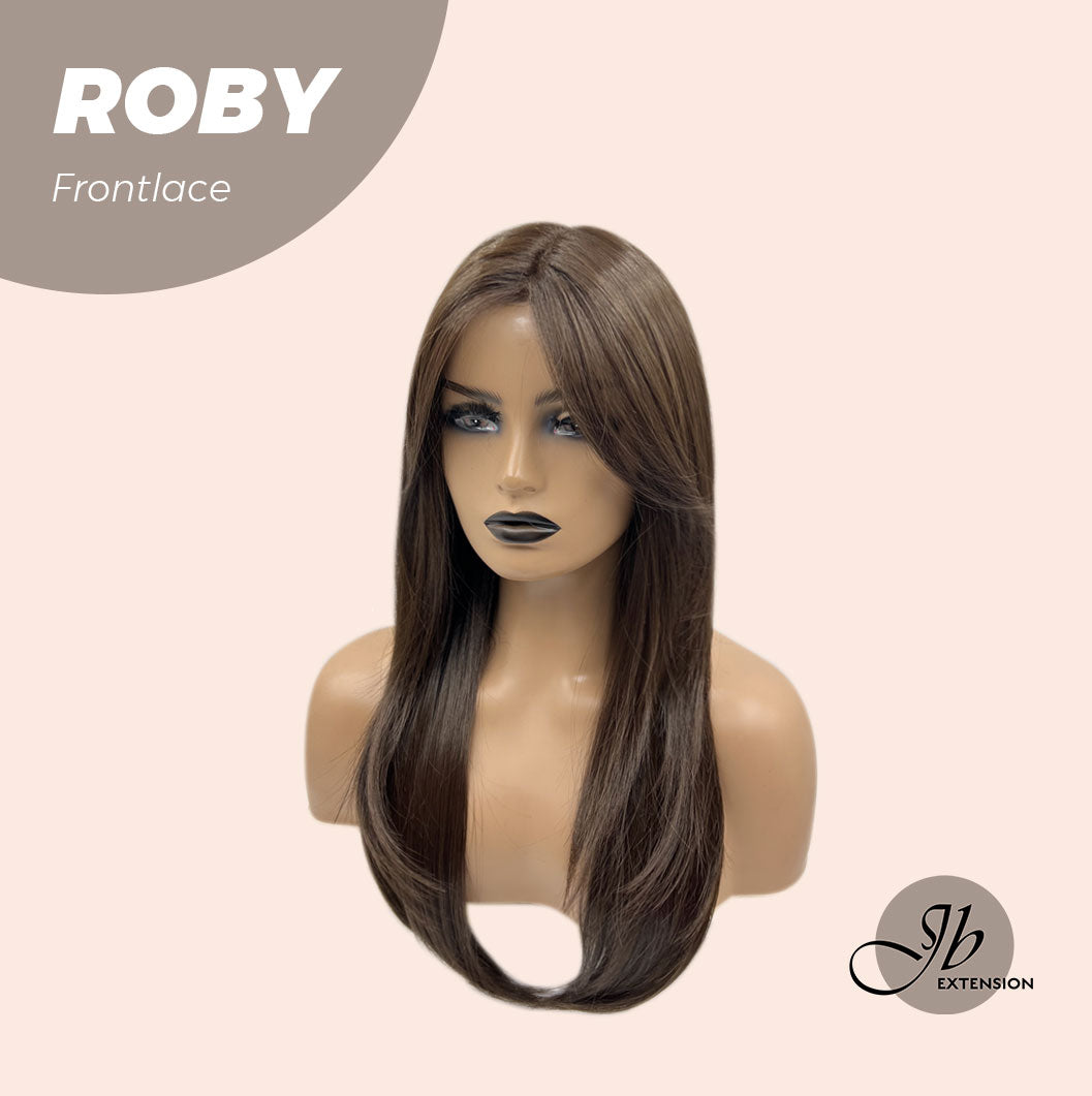 Get the Influencer Look with22 Inches Brown Medium Length Women Pre-Cut Frontlace Glueless Wig ROBY