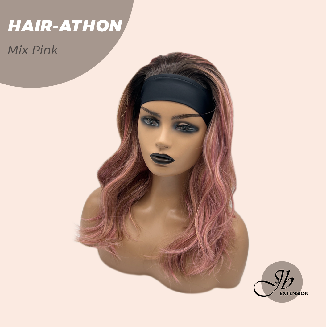 JBEXTENSION 18 Inches Curly Mix Pink Headband Wig HAIR-ATHON - MIX PINK
