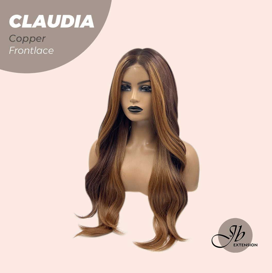 JBEXTENSION 27 Inches Copper Curly Pre-Cut Frontlace Glueless Wig CLAUDIA COPPER
