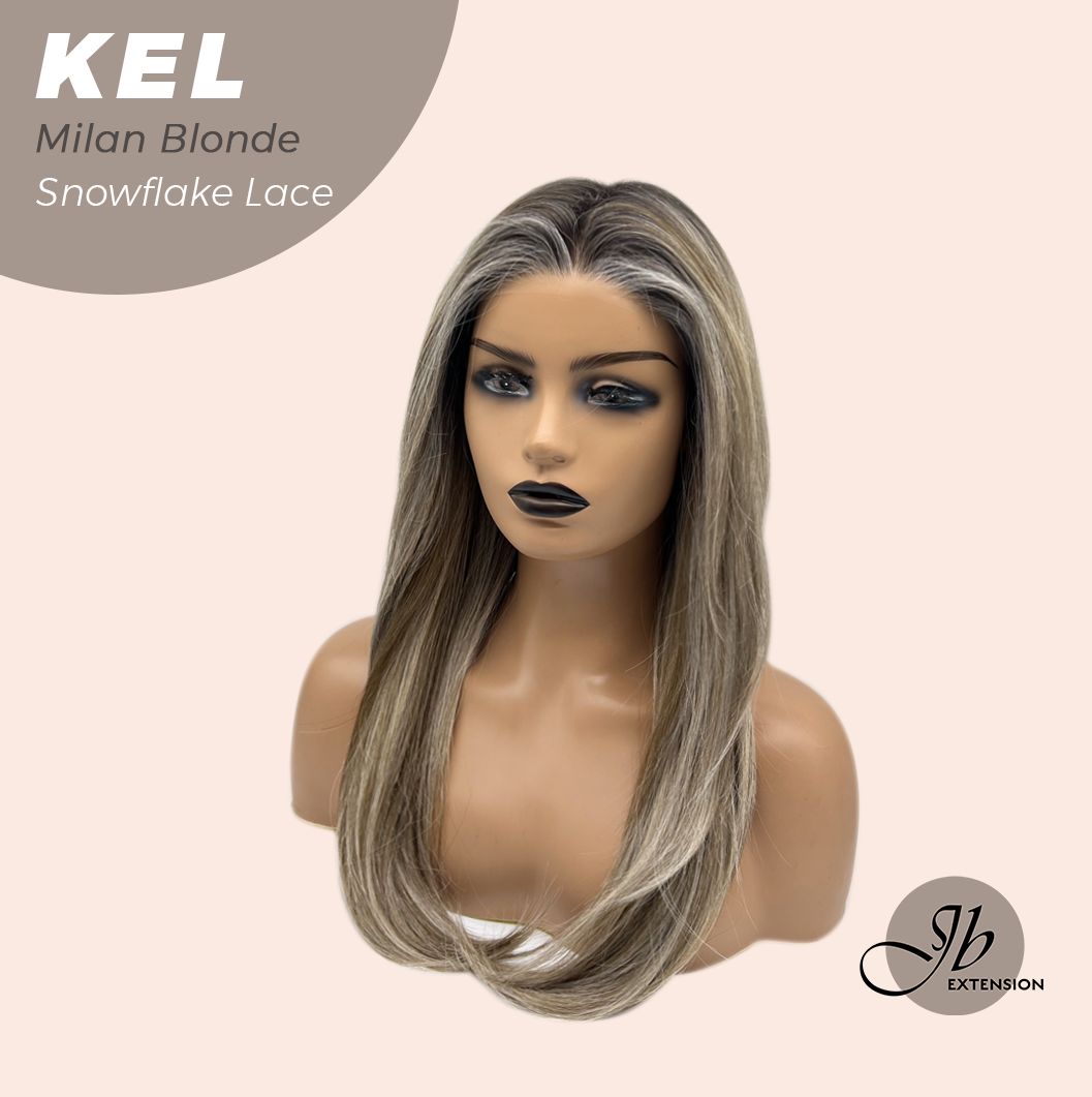 JBEXTENSION 22 Inches Milan Blonde Pre-Cut Snowflake Lace Frontlace Glueless Wig KEL MILAN BLONDE【PERMATEASE】【BENDY EAR TABS】- M/L