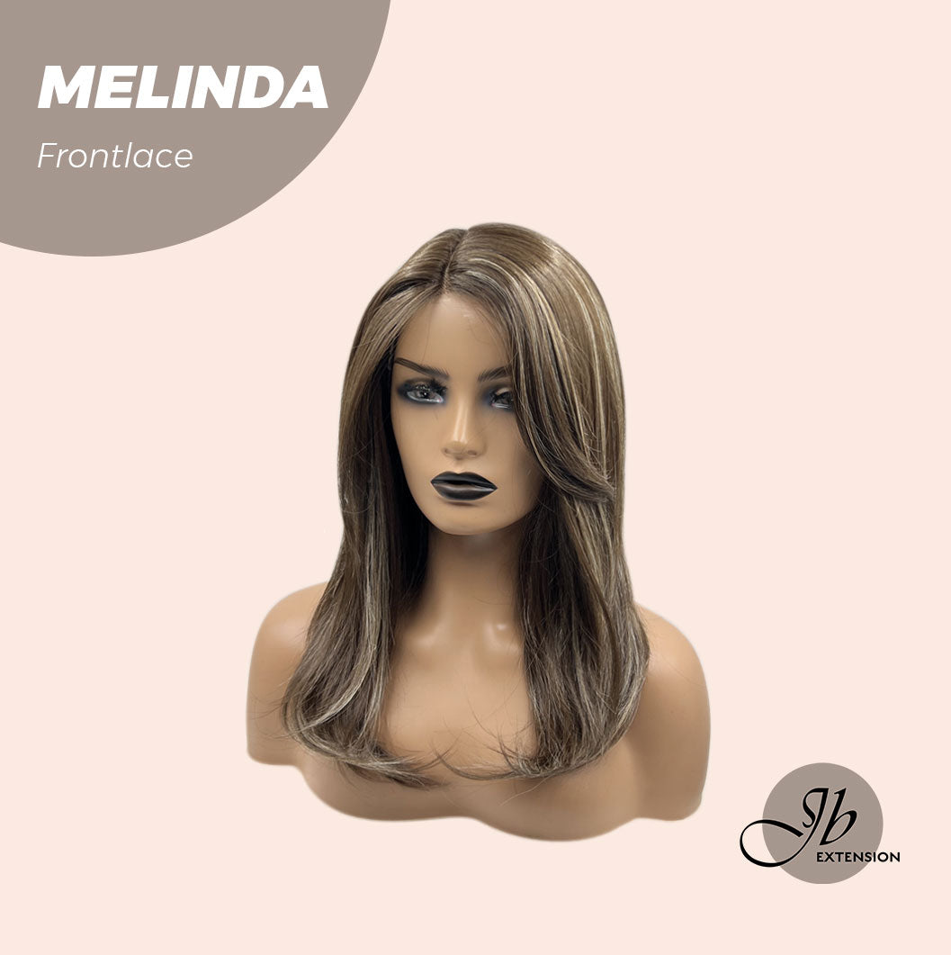 JBEXTENSION 18 Inches Brown With Highlight Pre-Cut Frontlace Glueless Side Part Wig MELINDA
