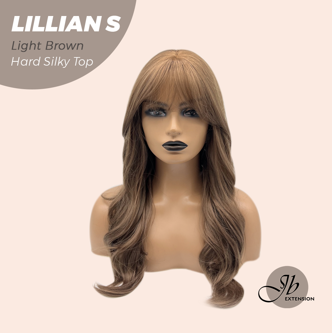 JBEXTENSION 22 Inches Scalpiana Light Brown Curly 3.5X4 Hard Silky Top Natural Scalp Effect Wig LILLIAN S LIGHT BROWN