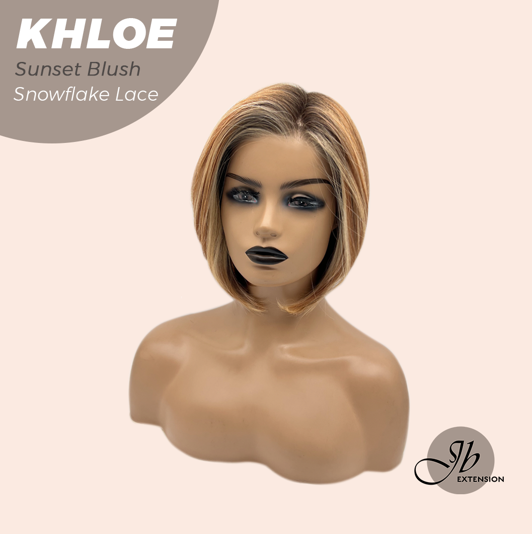 [PRE-ORDER] JBEXTENSION 12 Inches Bob Cut Sunset Blush Pre-Cut Snowflake Lace Frontlace Glueless Wig KHLOE SUNSET BLUSH【PERMATEASE】【BENDY EAR TABS】