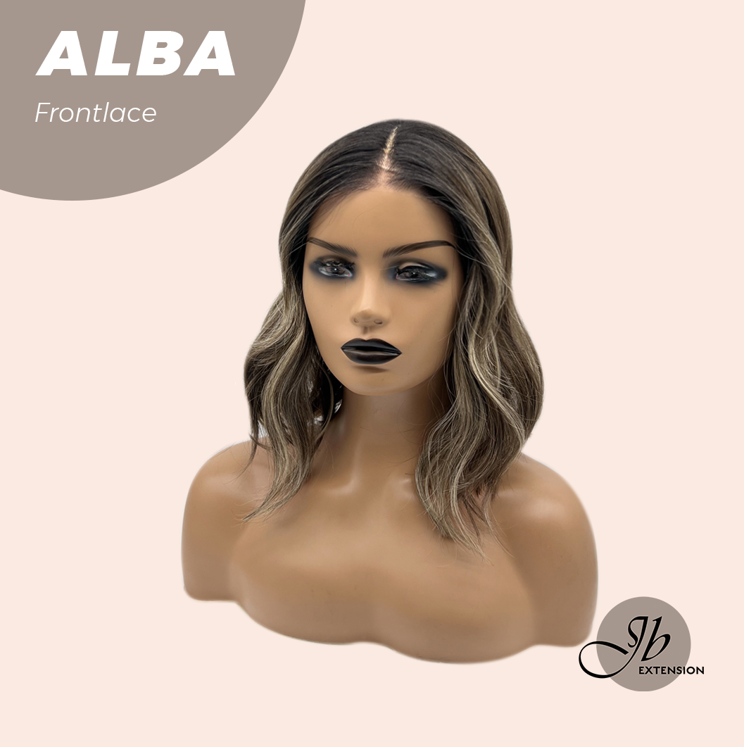 HOT OF SEASON - 12 Inches Wave Dark Brown with Blonde Highlight with Dark Root Pre-Cut Frontlace Glueless Wig ALBA