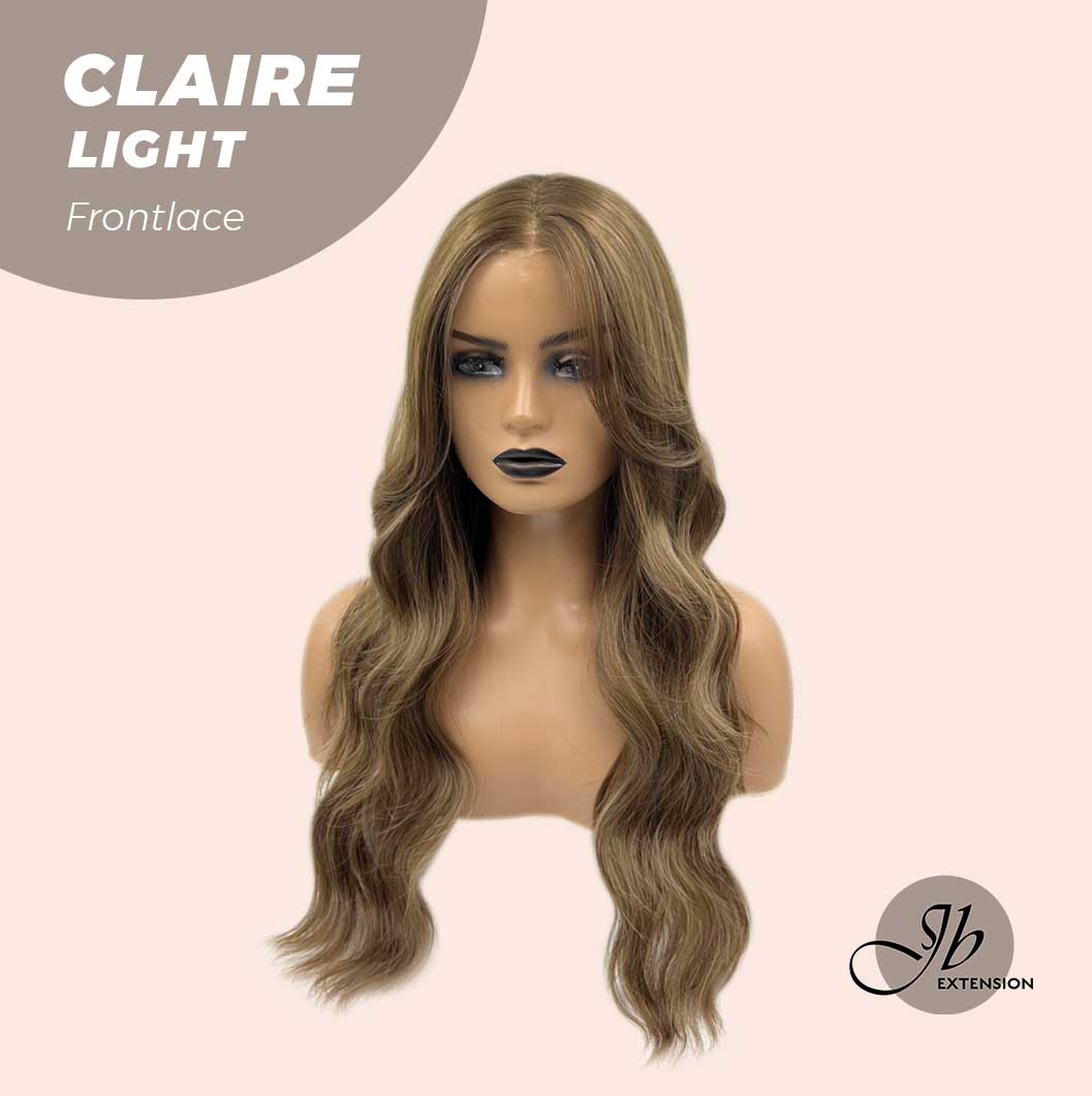 JBEXTENSION 24 Inches Body Wave Light Brown With Highlight Pre-Cut Frontlace Glueless Wig CLAIRE LIGHT