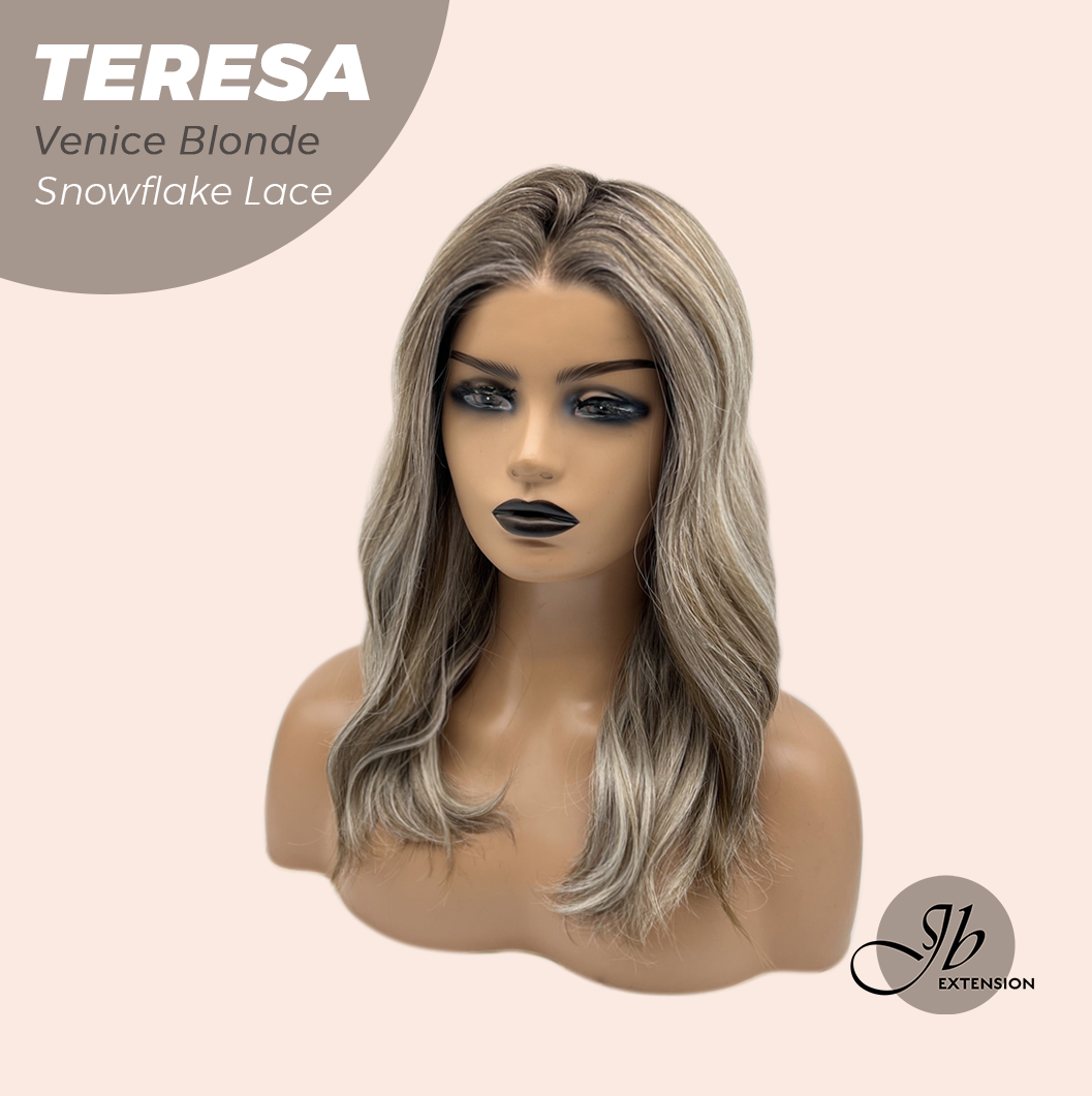 JBEXTENSION 18 Inches Venice Blonde Pre-Cut Snowflake Lace Frontlace Glueless Wig TERESA VENICE BLONDE【PERMATEASE】【BENDY EAR TABS】
