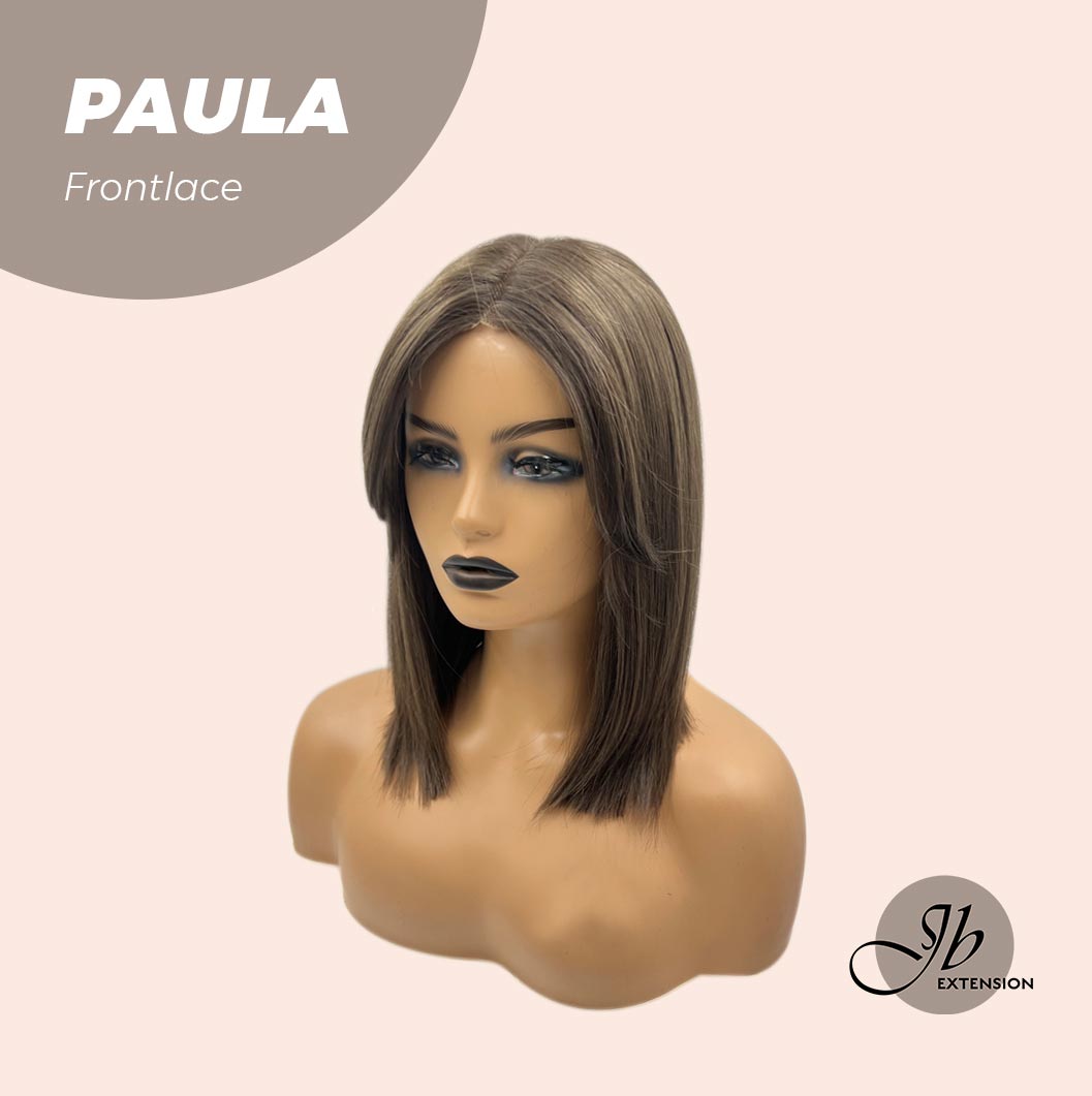 JBEXTENSION 12 Inches Bob Cut Cold Brown Straight Pre-Cut Frontlace Glueless Wig PAULA