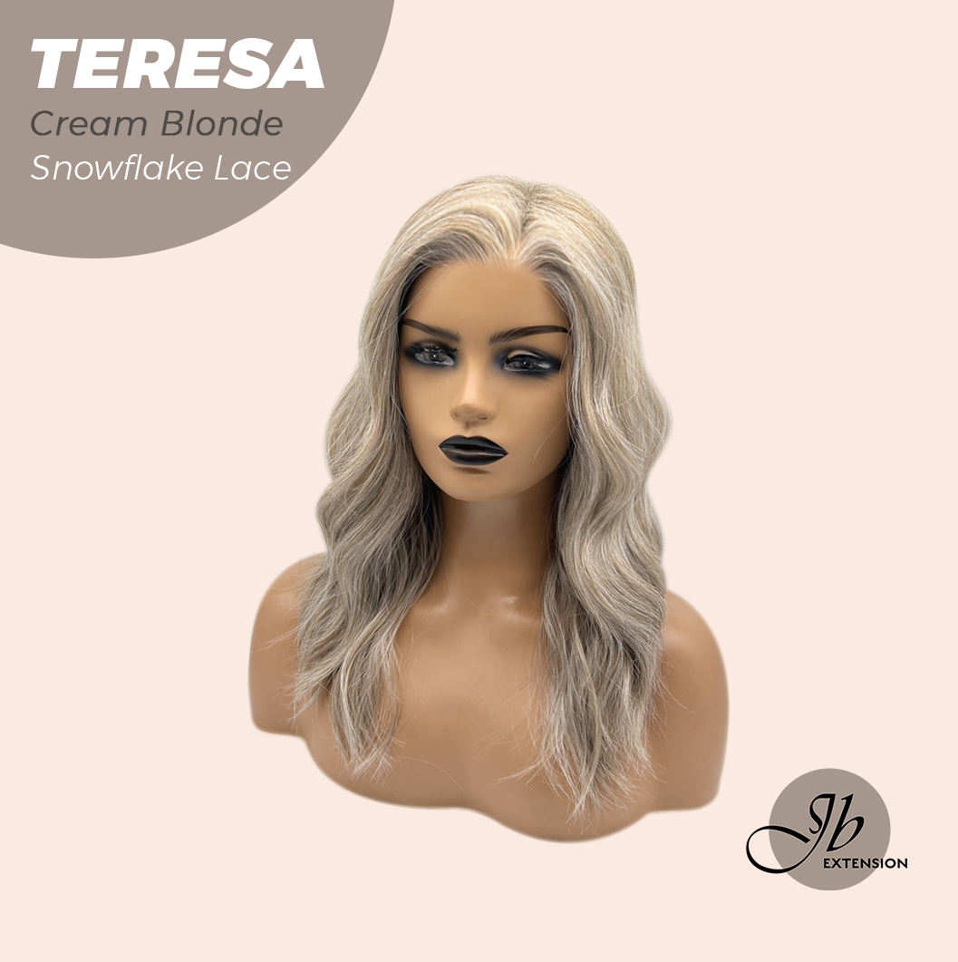 JBEXTENSION 18 Inches Cream Blonde Pre-Cut Snowflake Lace Frontlace Glueless Wig TERESA CREAM BLONDE【PERMATEASE】【BENDY EAR TABS】
