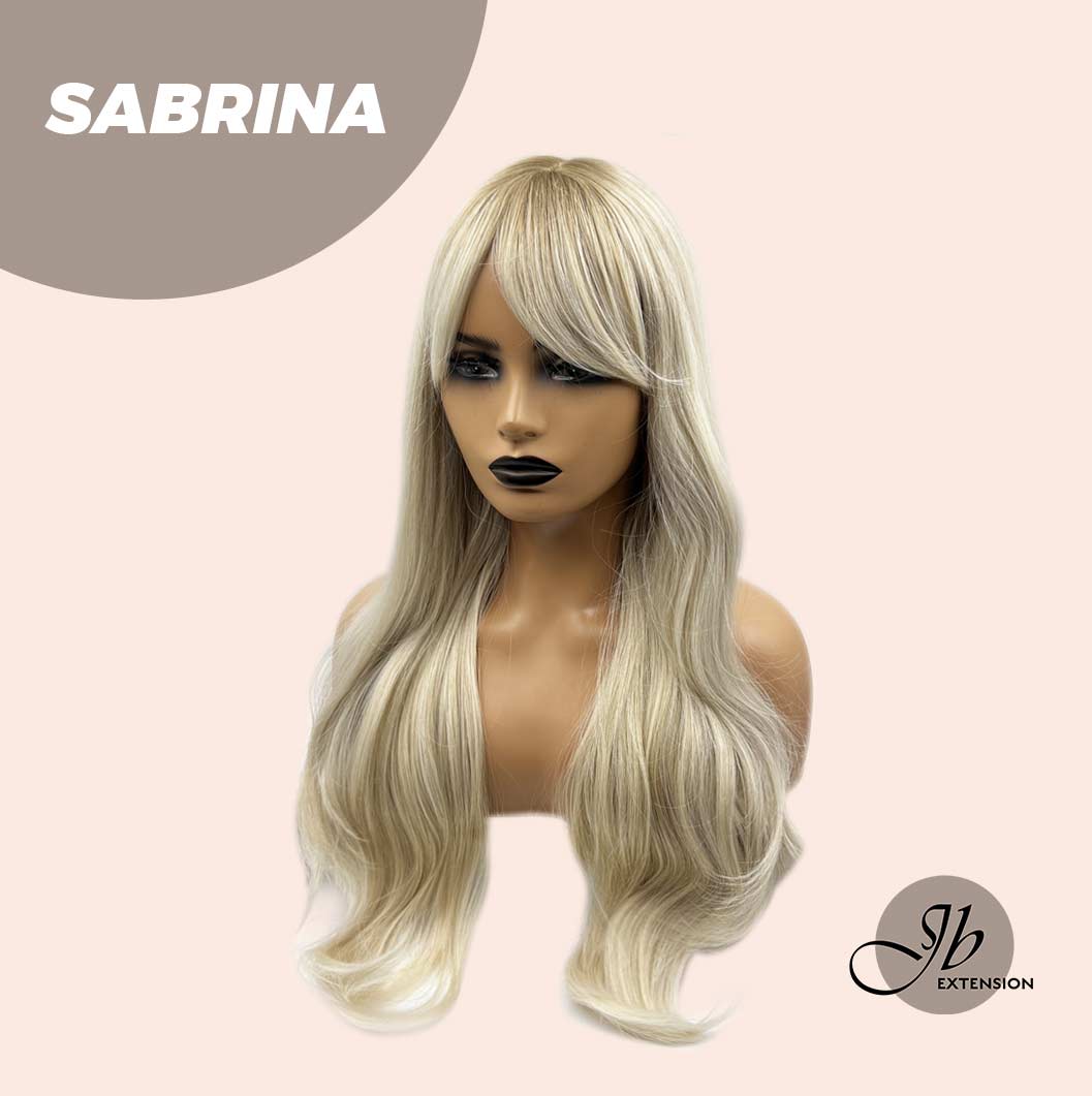 JBEXTENSION 26 Inches Dark Root Light Blonde Curly Women Wig With Bangs SABRINA