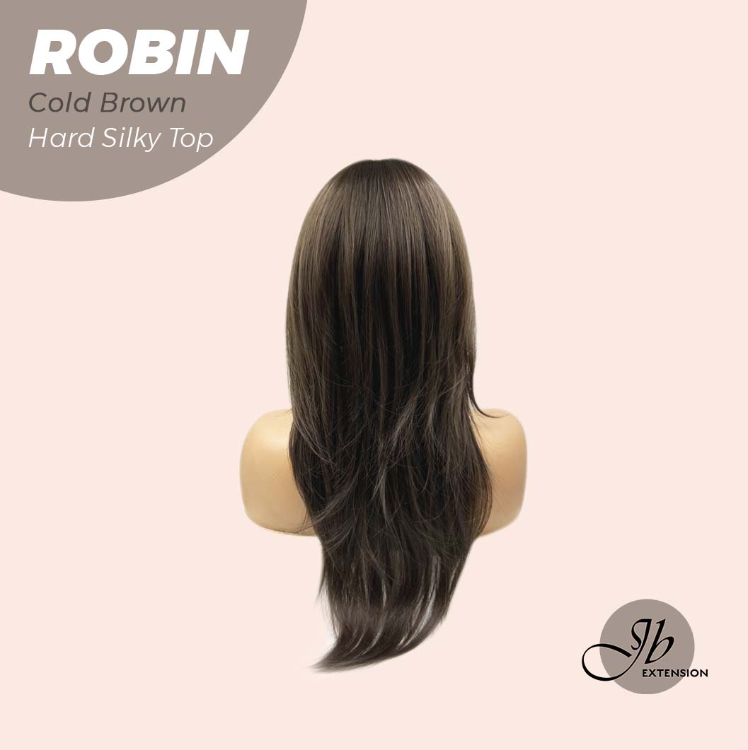 JBEXTENSION 22 Inches  Scalpiana Cold Brown Wolf Cut 3.5X4 Hard Silky Top Natural Scalp Effect Wig ROBIN COLD BROWN