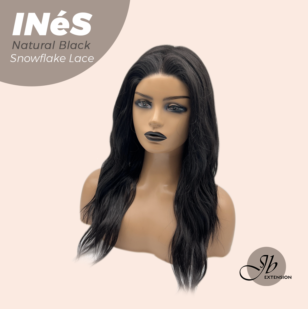 JBEXTENSION 22 Inches Natural Black Pre-Cut Snowflake Lace Frontlace Glueless Wig INéS NATURAL BLACK【PERMATEASE】【BENDY EAR TABS】