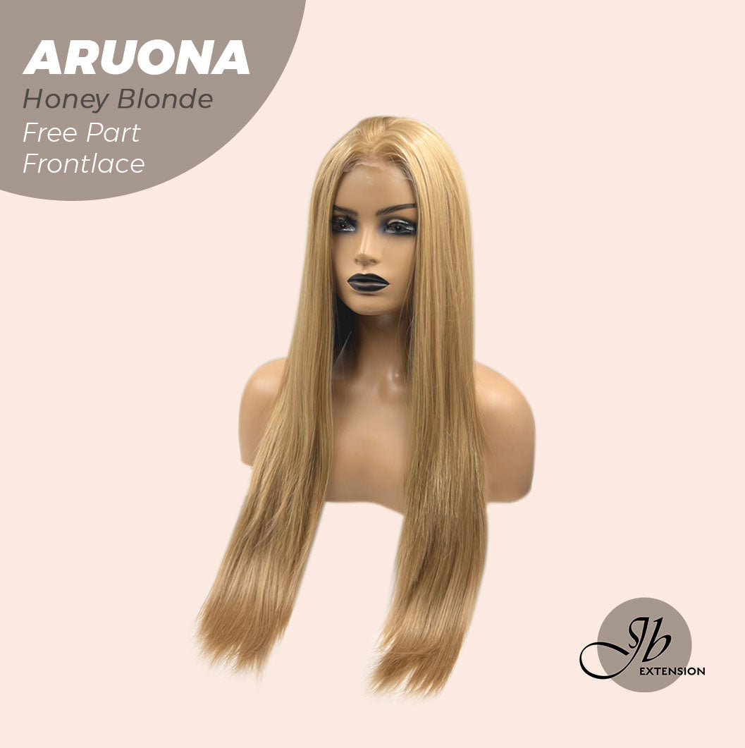 JBEXTENSION 28 Inches Honey Blonde Straight 13X3.5 Free Part Pre-Cut Frontlace Glueless Wig ARUONA HONEY BLONDE