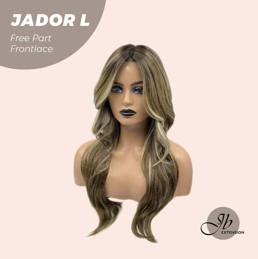 Nichole's Selection -24 Inches Blonde Highlight Curly Lace Front Wig.Pre Plucked 13*4 HD Transparent Lace Frontal Handmade Futura Fiber Swiss Lace Synthetic Fiber Pre-Cut Lace Glueless Wig JADOR L