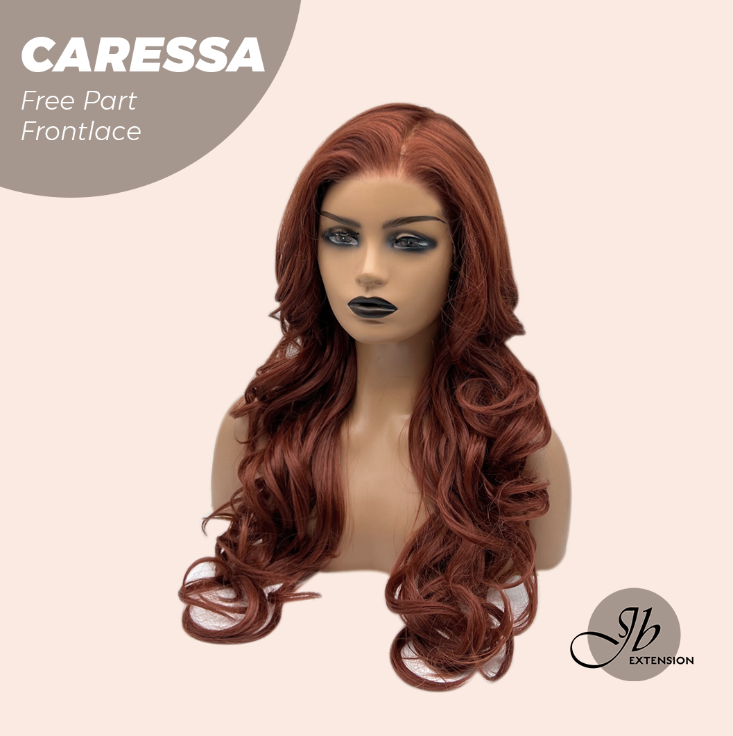 JBEXTENSION 22 Inches Copper Curly Wave 13X6 Pre-Cut Free Part Frontlae Glueless Wig CARESSA
