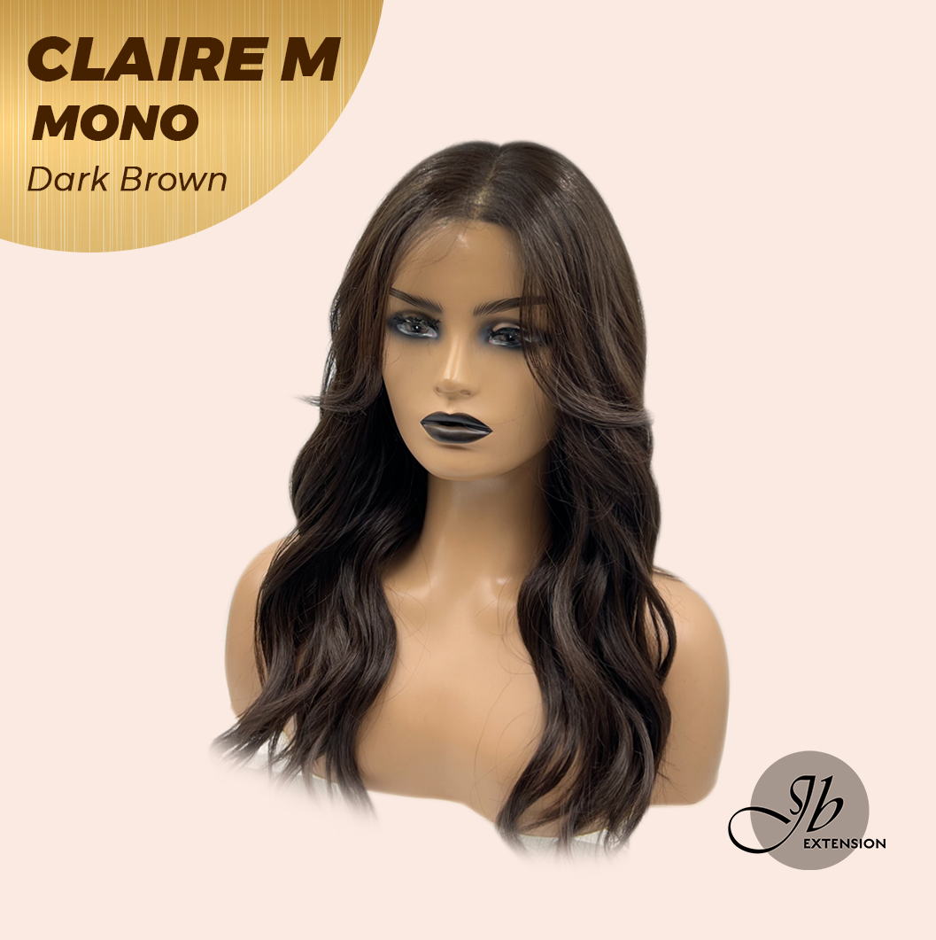 [PRE-ORDER] HOT OF SEASON - CLAIRE MONO DARK BROWN Partial Monofilament Wig 22 Inches Dark Brown Partial Mono Lace Glueless Wig CLAIRE MONO DARK BROWN【BENDY EAR TABS】