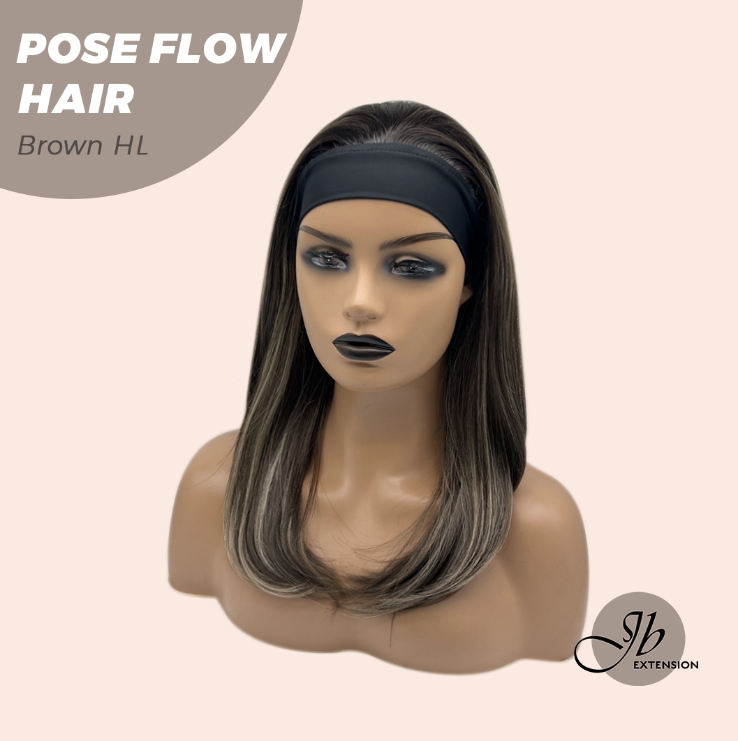 JBEXTENSION 18 Inches Brown with Highlight Headband Wig POSE FLOW HAIR - BROWN HIGHLIGHT