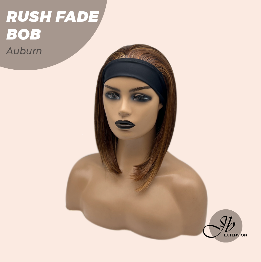 JBEXTENSION 12 Inches Short Hair Auburn Highlight Headband Wig RUSH FADE BOB - AUBURN