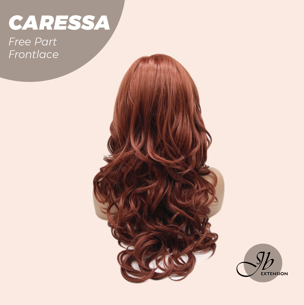 JBEXTENSION 22 Inches Copper Curly Wave 13X6 Pre-Cut Free Part Frontlae Glueless Wig CARESSA