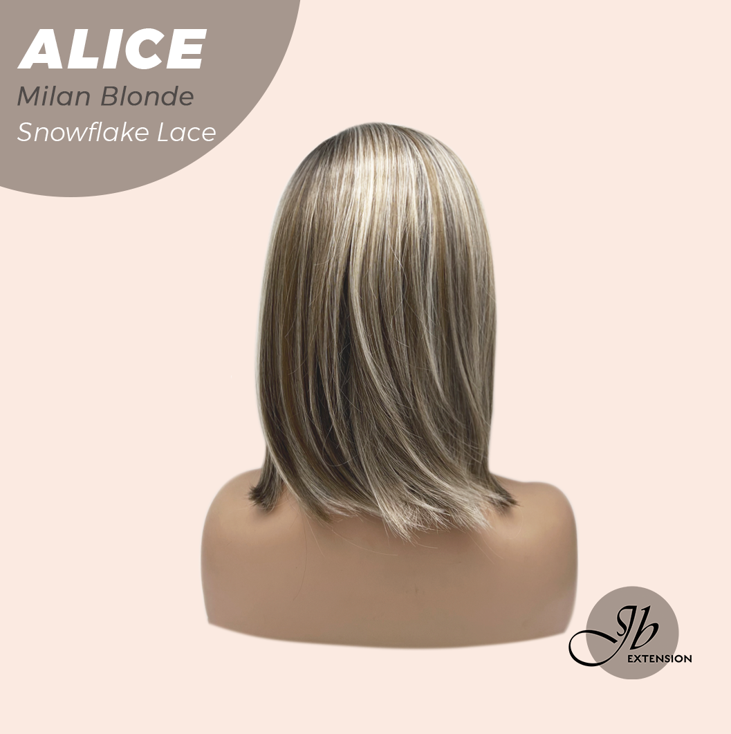 JBEXTENSION 12 Inches Milan Blonde Pre-Cut Side Part Snowflake Lace Frontlace Glueless Wig ALICE MILAN BLONDE【BENDY EAR TABS】- S/M
