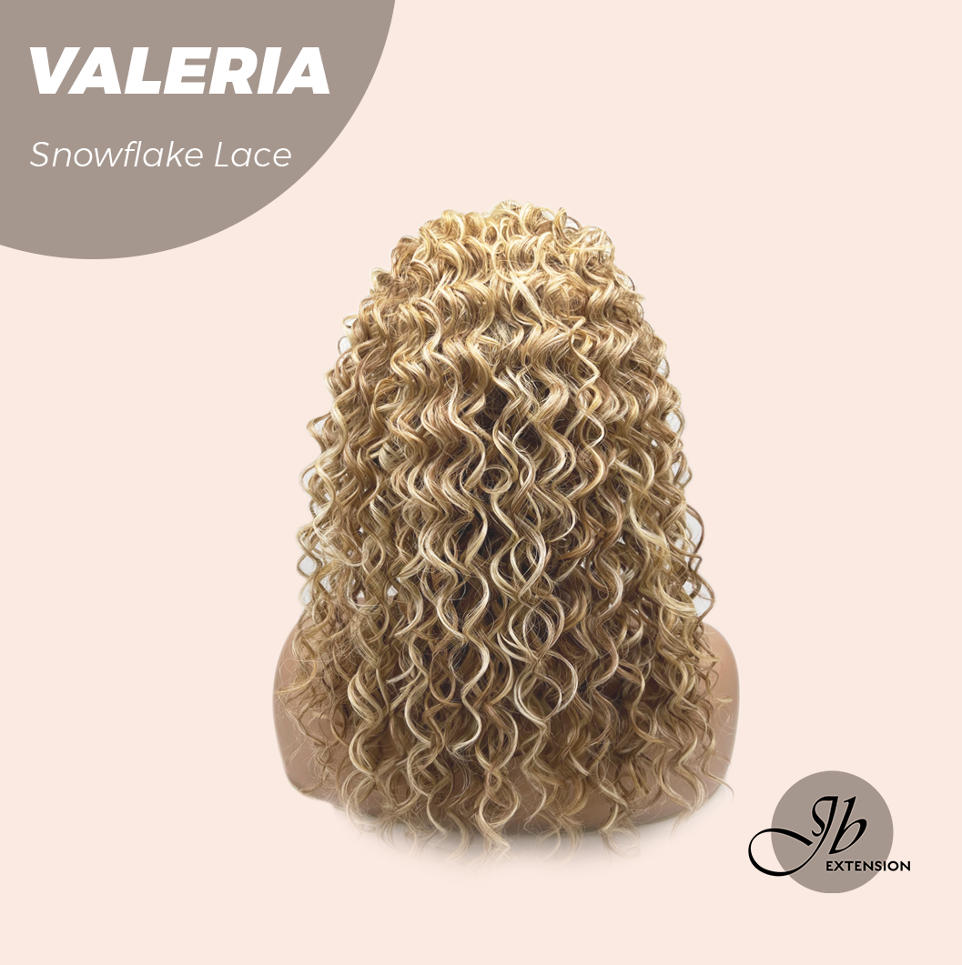 JBEXTENSION 18 Inches Deep Curly Raw Sugar Blonde Pre-Cut Snowflake Lace Frontlace Glueless Wig VALERIA【PERMATEASE】【BENDY EAR TABS】