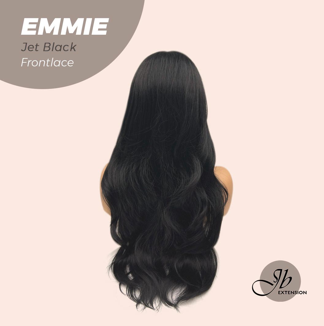 JBEXTENSION 26 Inches Curly Women Jet Black Wig Pre-Cut Frontlace Glueless Wig EMMIE JET BLACK