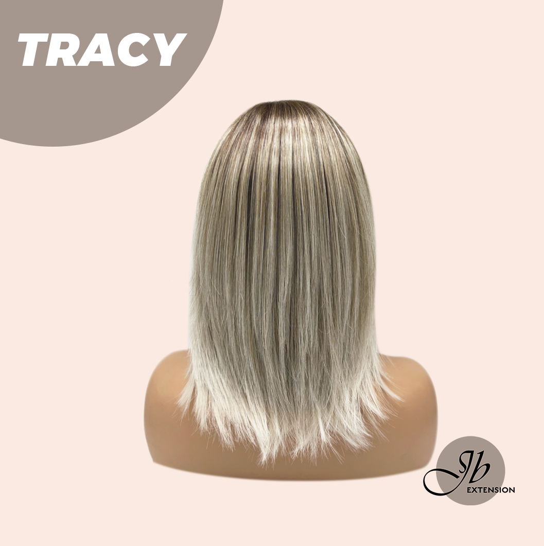 JBEXTENSION 14 Inches Mix Blonde with Dark Root Women Fashion Full Machine Wig TRACY【PLUS PERMATEASE】【BENDY EAR TABS】