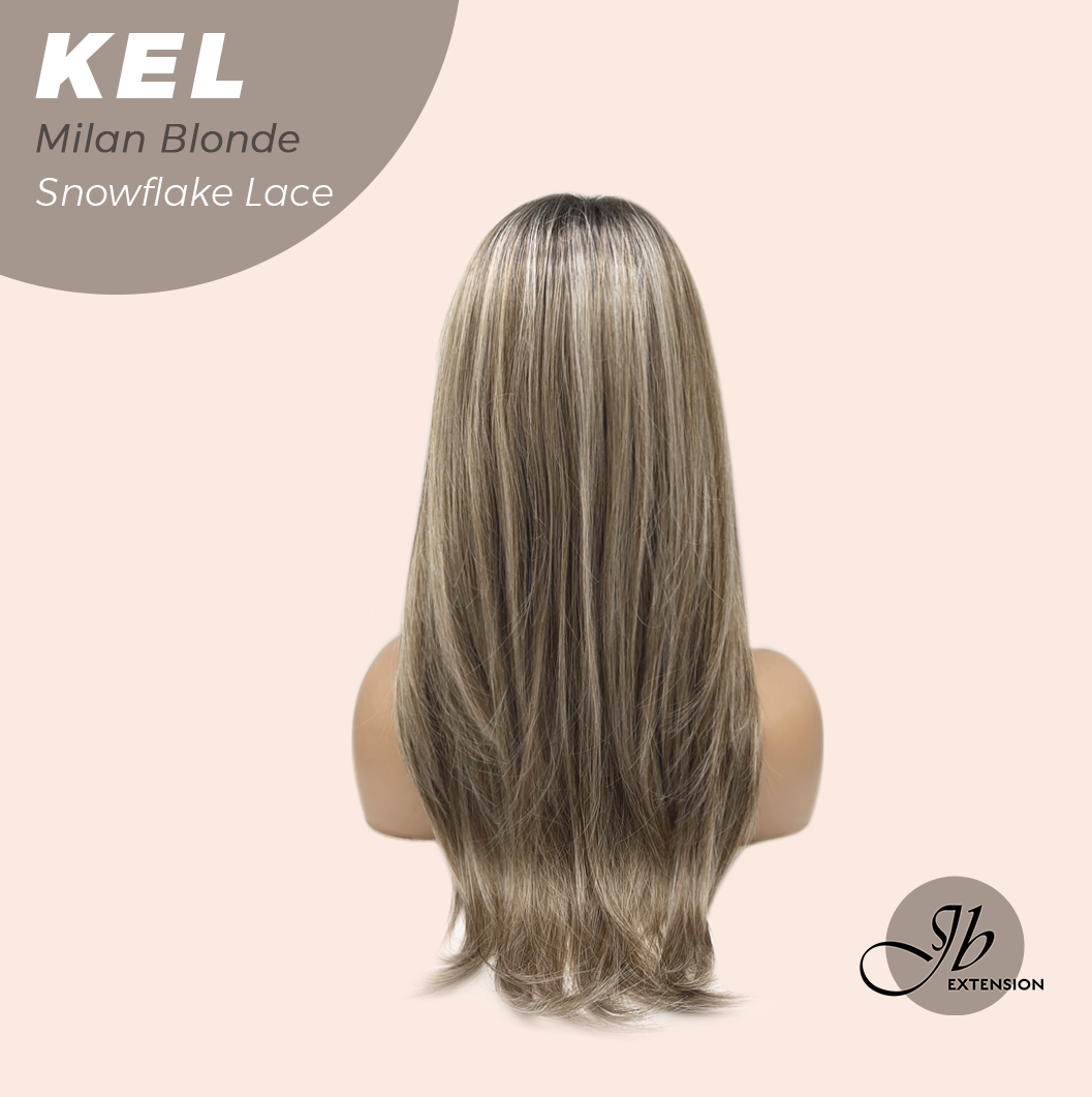JBEXTENSION 22 Inches Milan Blonde Pre-Cut Snowflake Lace Frontlace Glueless Wig KEL MILAN BLONDE【PERMATEASE】【BENDY EAR TABS】- M/L