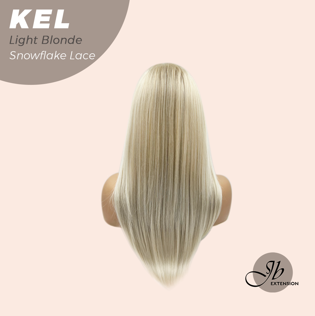 JBEXTENSION 22 Inches Light Blonde Pre-Cut Snowflake Lace Frontlace Glueless Wig KEL LIGHT BLONDE【PERMATEASE】【BENDY EAR TABS】- M/L