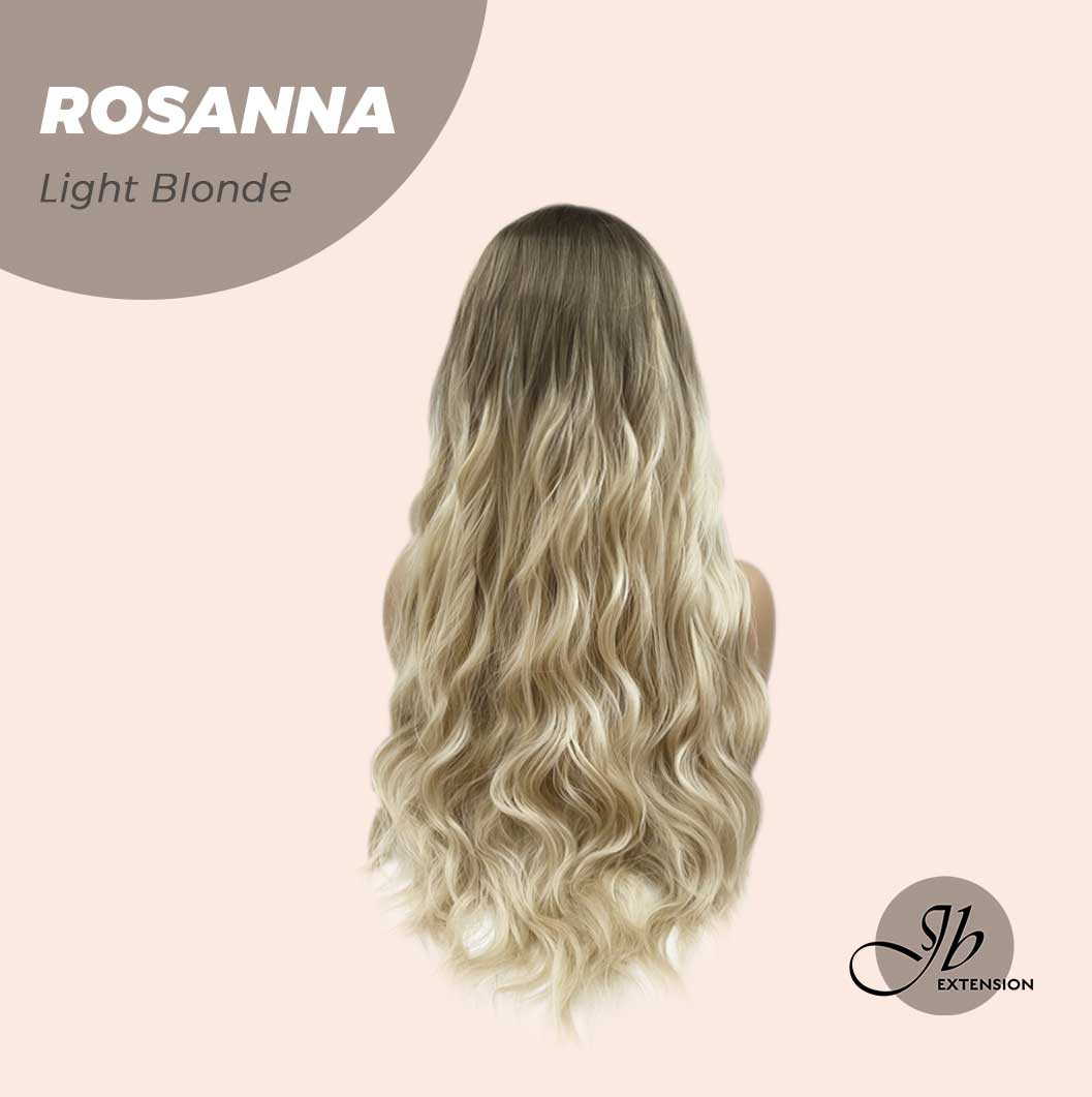 JBEXTENSION 28 Inches Long Body Wave Light Blonde Wig With Bangs ROSANNA LIGHT BLONDE