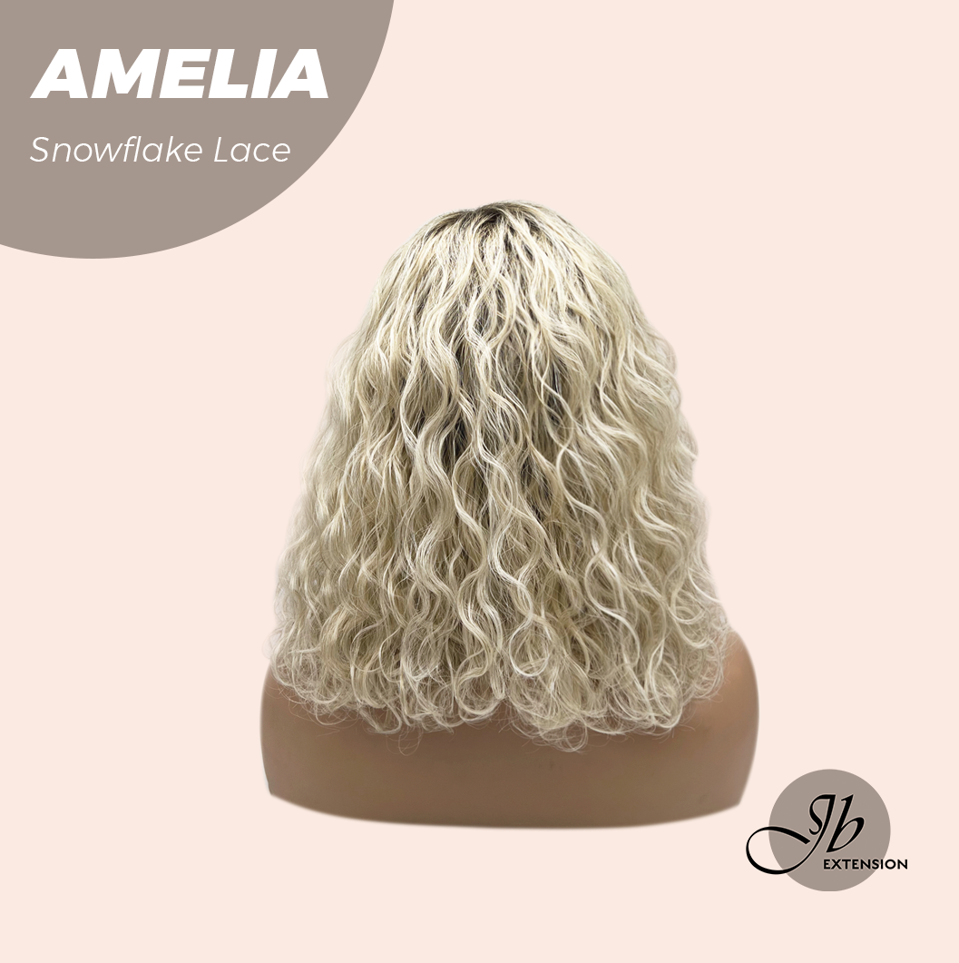 JBEXTENSION 13 Inches Deep Curly Blonde Pre-Cut Snowflake Lace Frontlace Glueless Wig AMELIA【PERMATEASE】【BENDY EAR TABS】