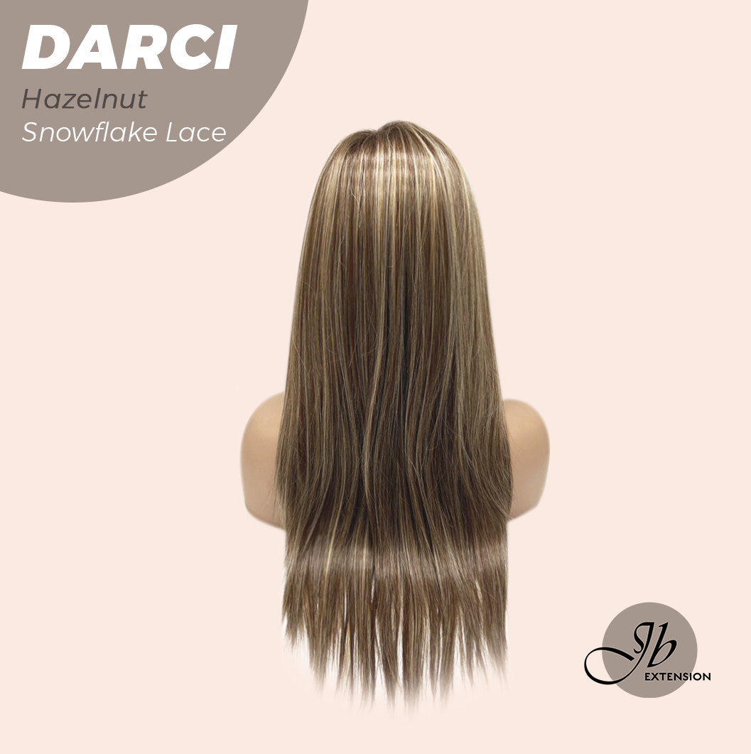 JBEXTENSION 25 Inches Hazelnut Blonde Highlight Pre-Cut Snowflake Lace Frontlace Glueless Wig DARCI HAZELNUT【PERMATEASE】【BENDY EAR TABS】