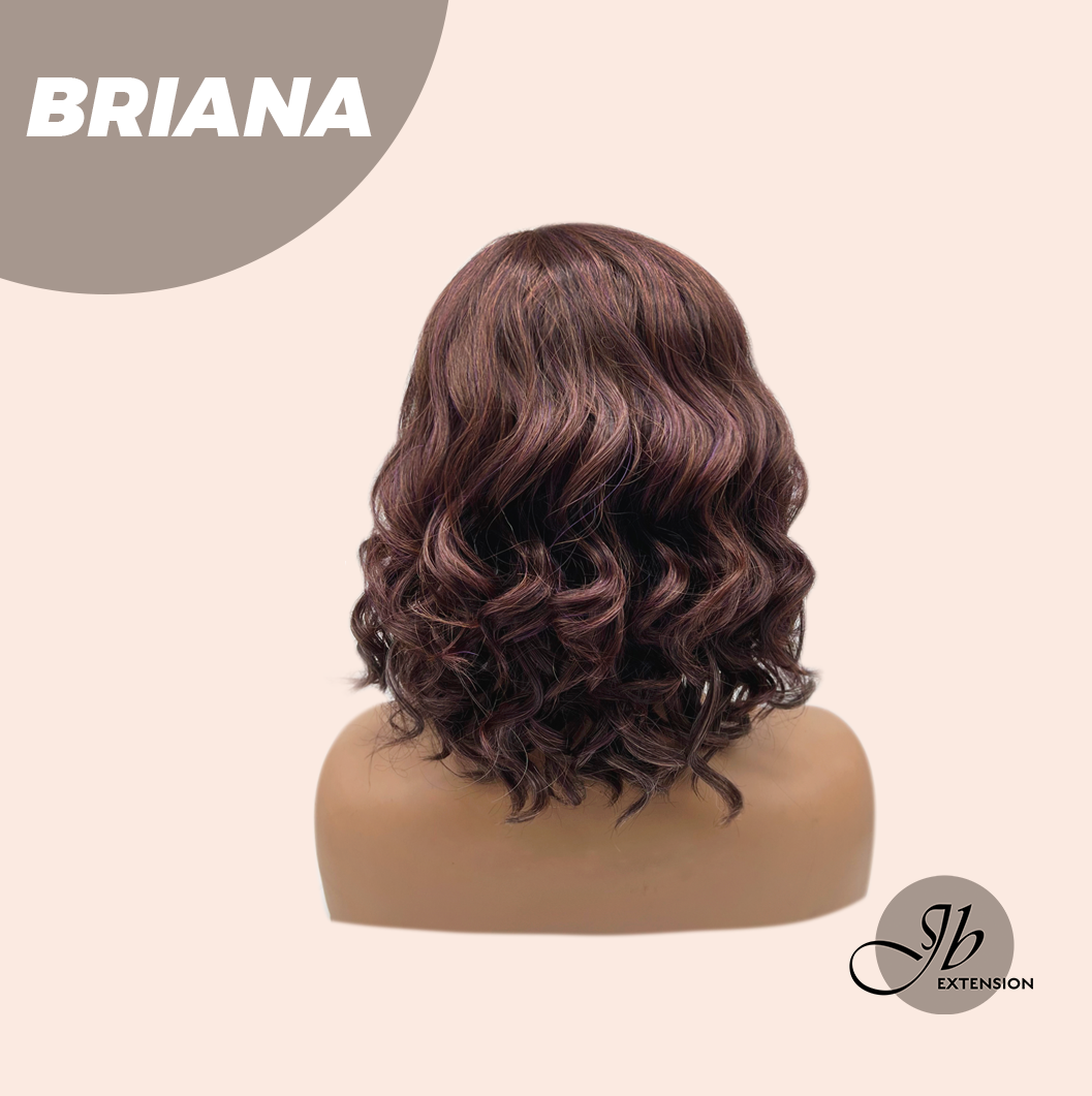 JBEXTENSION 13 Inches Dark Red Curly Women Fashion Full Machine Wig With Bangs BRIANA【PLUS PERMATEASE】【BENDY EAR TABS】