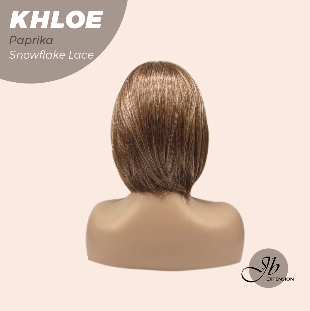 JBEXTENSION 12 Inches Bob Cut Paprika Pre-Cut Snowflake Lace Frontlace Glueless Wig KHLOE PAPRIKA【PERMATEASE】【BENDY EAR TABS】- M/L