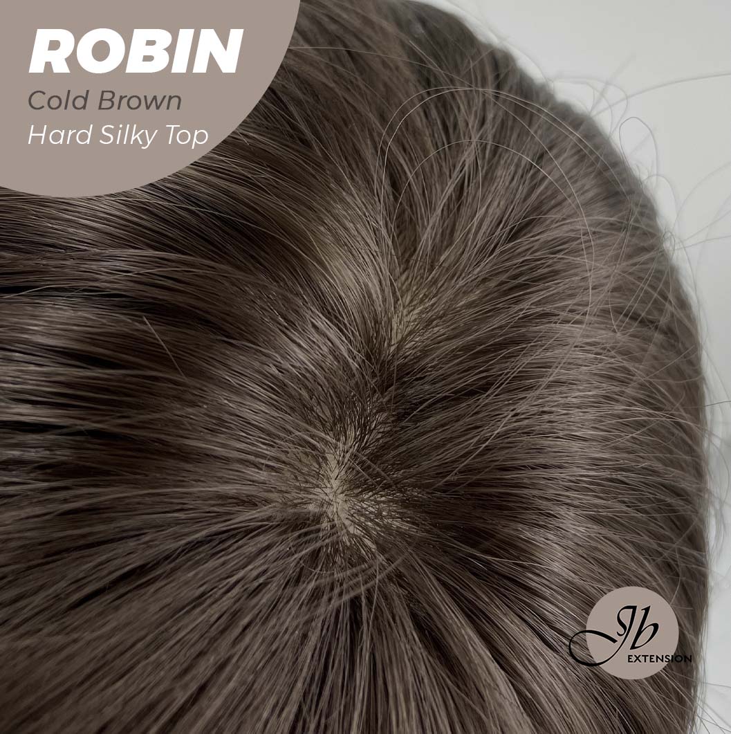 JBEXTENSION 22 Inches  Scalpiana Cold Brown Wolf Cut 3.5X4 Hard Silky Top Natural Scalp Effect Wig ROBIN COLD BROWN