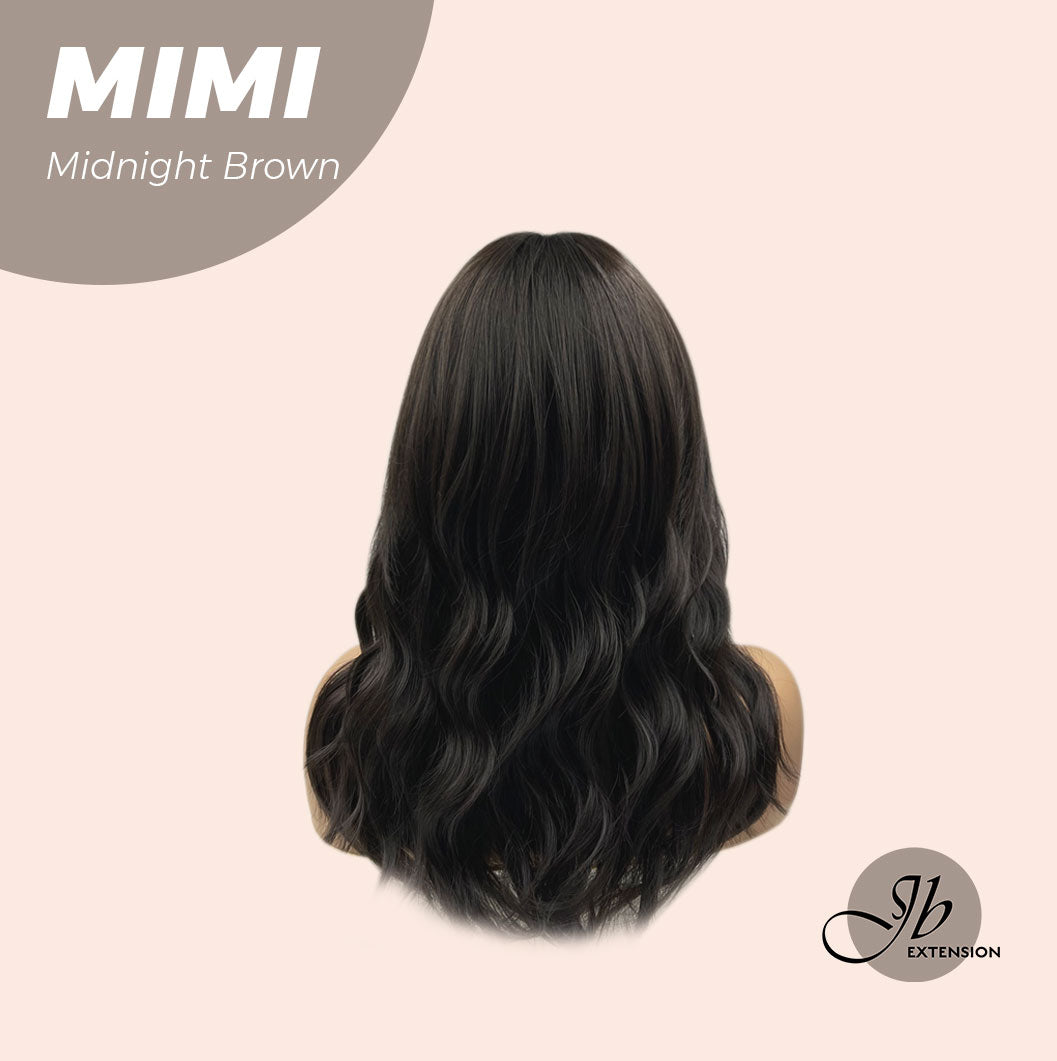 JBEXTENSION 18 Inches Midnight Brown( Black/Brown) Body Wave With Full Bangs Wig MIMI MIDNIGHT BROWN