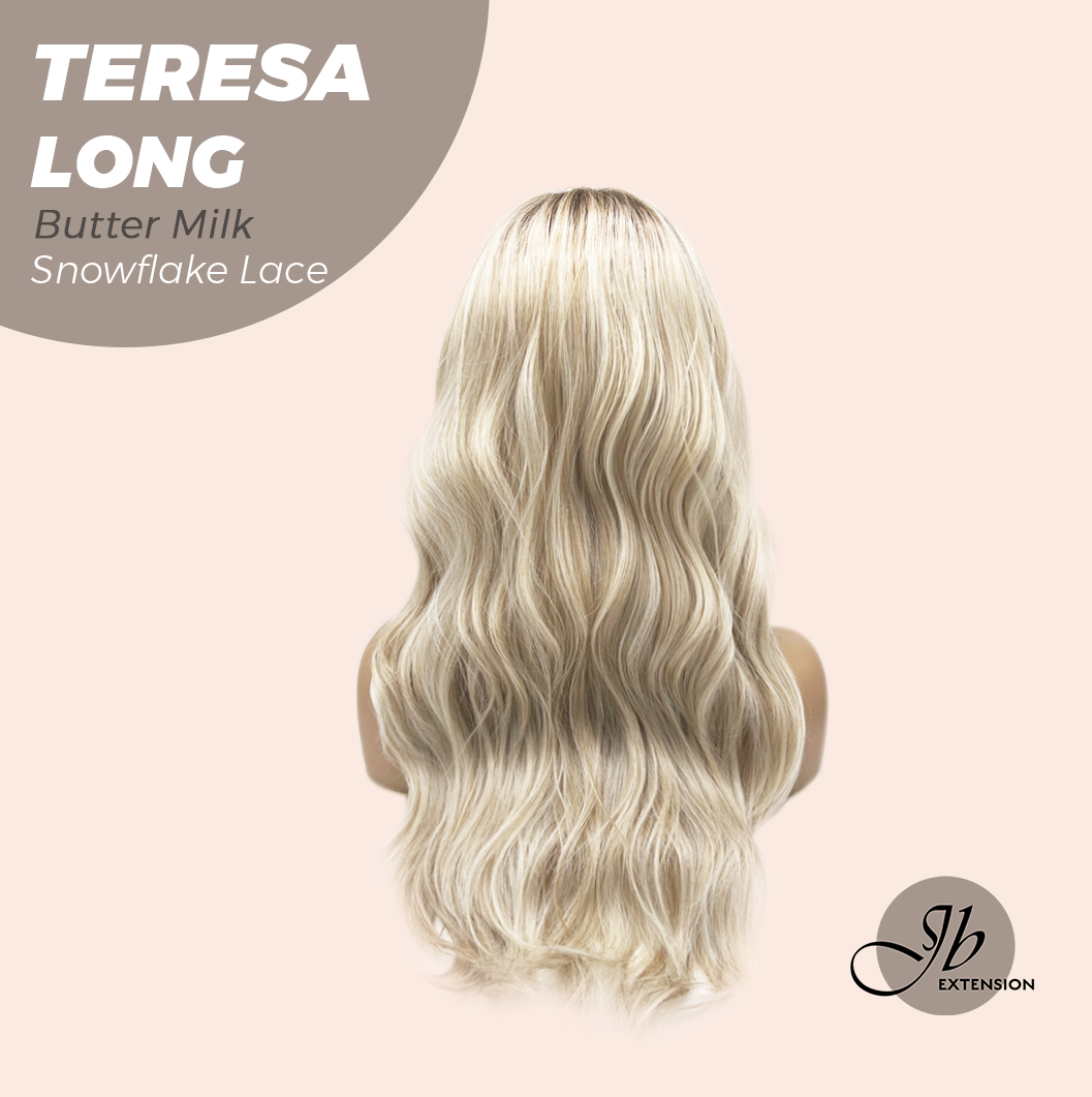 JBEXTENSION 22 Inches Long Butter Milk Pre-Cut Snowflake Lace Frontlace Glueless Wig TERESA LONG BUTTER MILK【PERMATEASE】【BENDY EAR TABS】