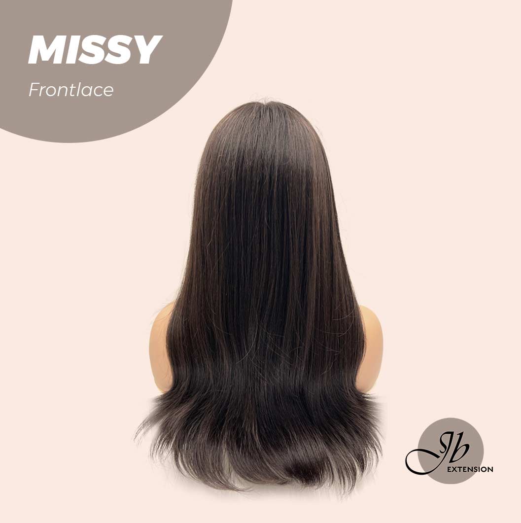 JBEXTENSION 24 Inches Curly Tea Black Darkest Brown Pre-Cut Frontlace Glueless Wig MISSY