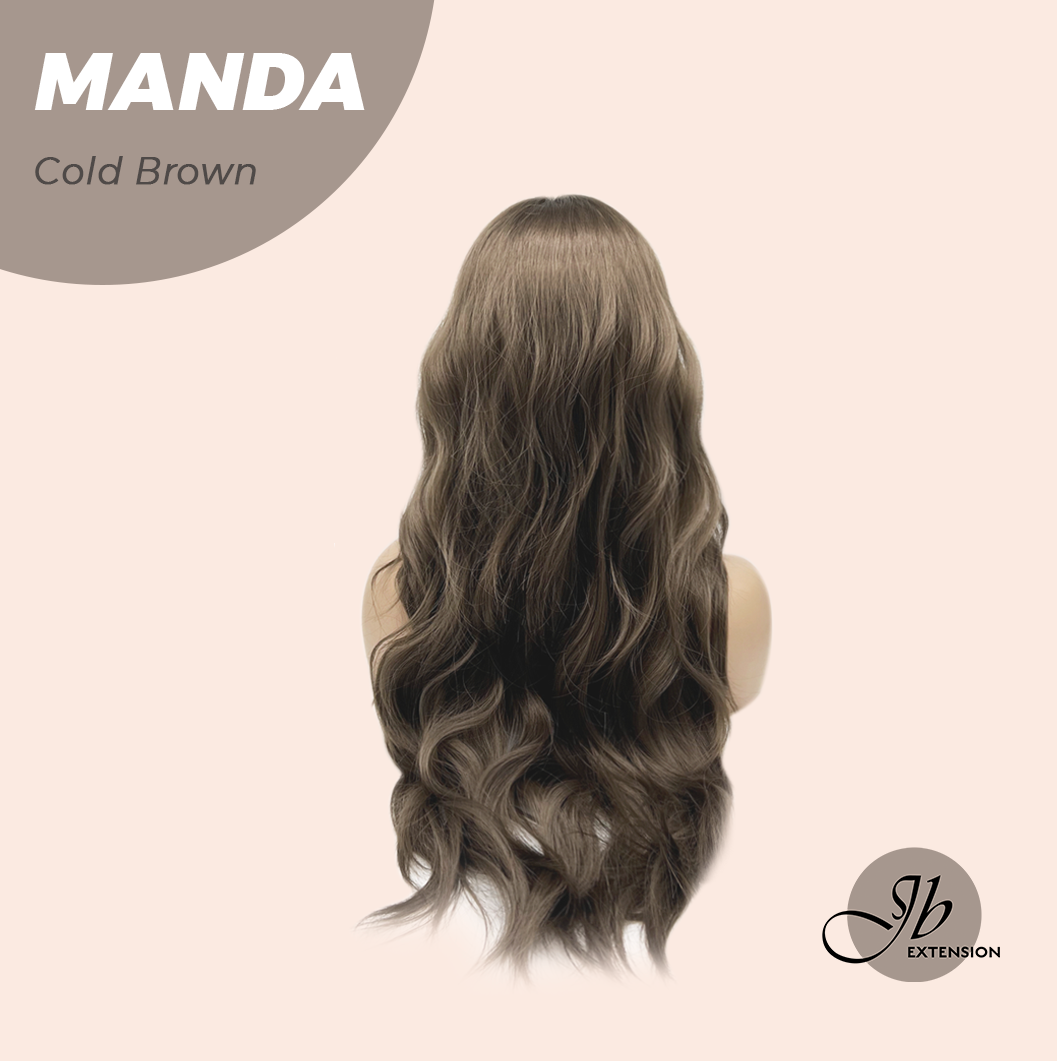 JBEXTENSION 26 Inches Long Cold Brown Body Wave with Bangs MANDA COLD BROWN