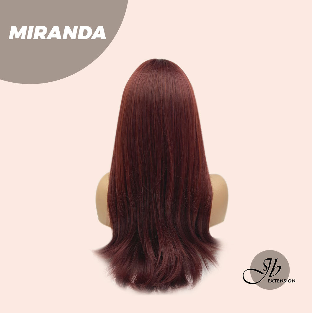 JBEXTENSION 22 Inches Dark Red Curly Wig With Bangs MIRANDA