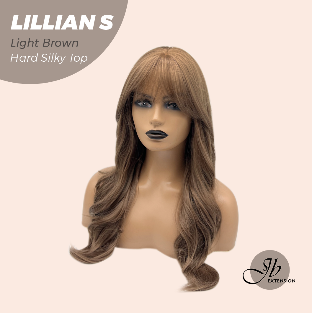 JBEXTENSION 22 Inches Scalpiana Light Brown Curly 3.5X4 Hard Silky Top Natural Scalp Effect Wig LILLIAN S LIGHT BROWN