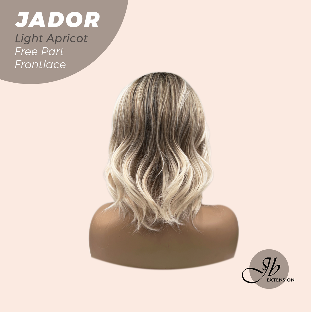JBEXTENSION 10 Inches Light Apricot Curly Lace Front Wig.Pre Plucked 13*3 HD Transparent Lace Frontal Handmade Futura Fiber Swiss Lace Synthetic Fiber Glueless Wig JADOR LIGHT APRICOT