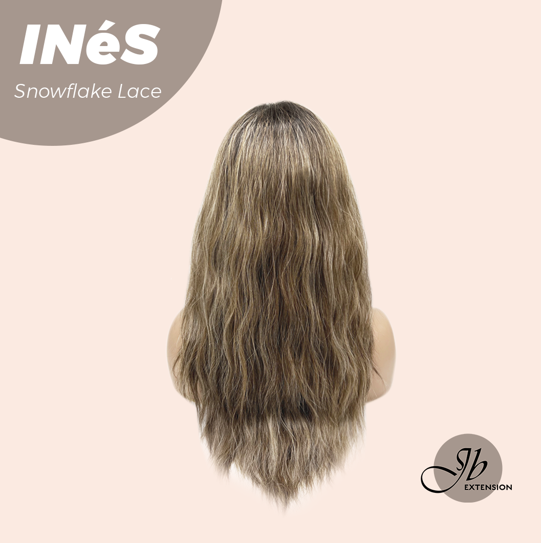 JBEXTENSION 22 Inches Mix Blonde Pre-Cut Snowflake Lace Frontlace Glueless Wig INéS SNOWFLAKE【PERMATEASE】【BENDY EAR TABS】- M/L
