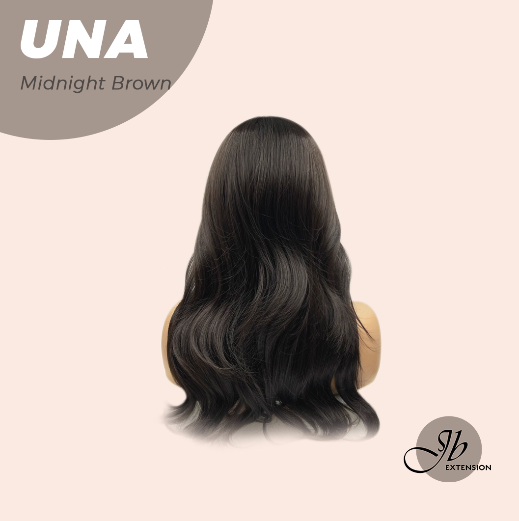 JBEXTENSION 22 Inches Midnight Brown( Black/Brown) Wave With Bangs Wig UNA MIDNIGHT BROWN ( Black/Brown)