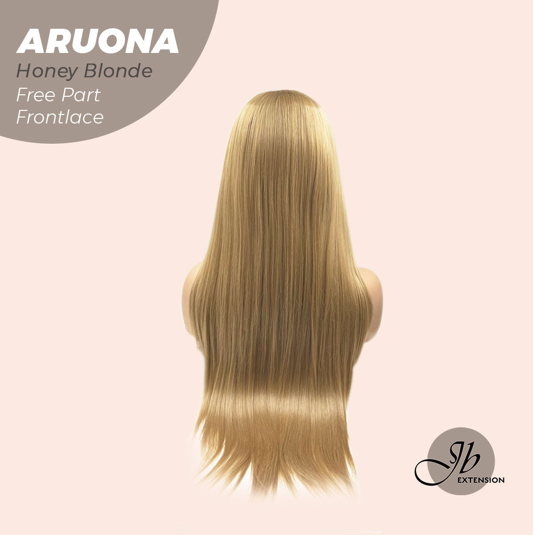 JBEXTENSION 28 Inches Honey Blonde Straight 13X3.5 Free Part Pre-Cut Frontlace Glueless Wig ARUONA HONEY BLONDE