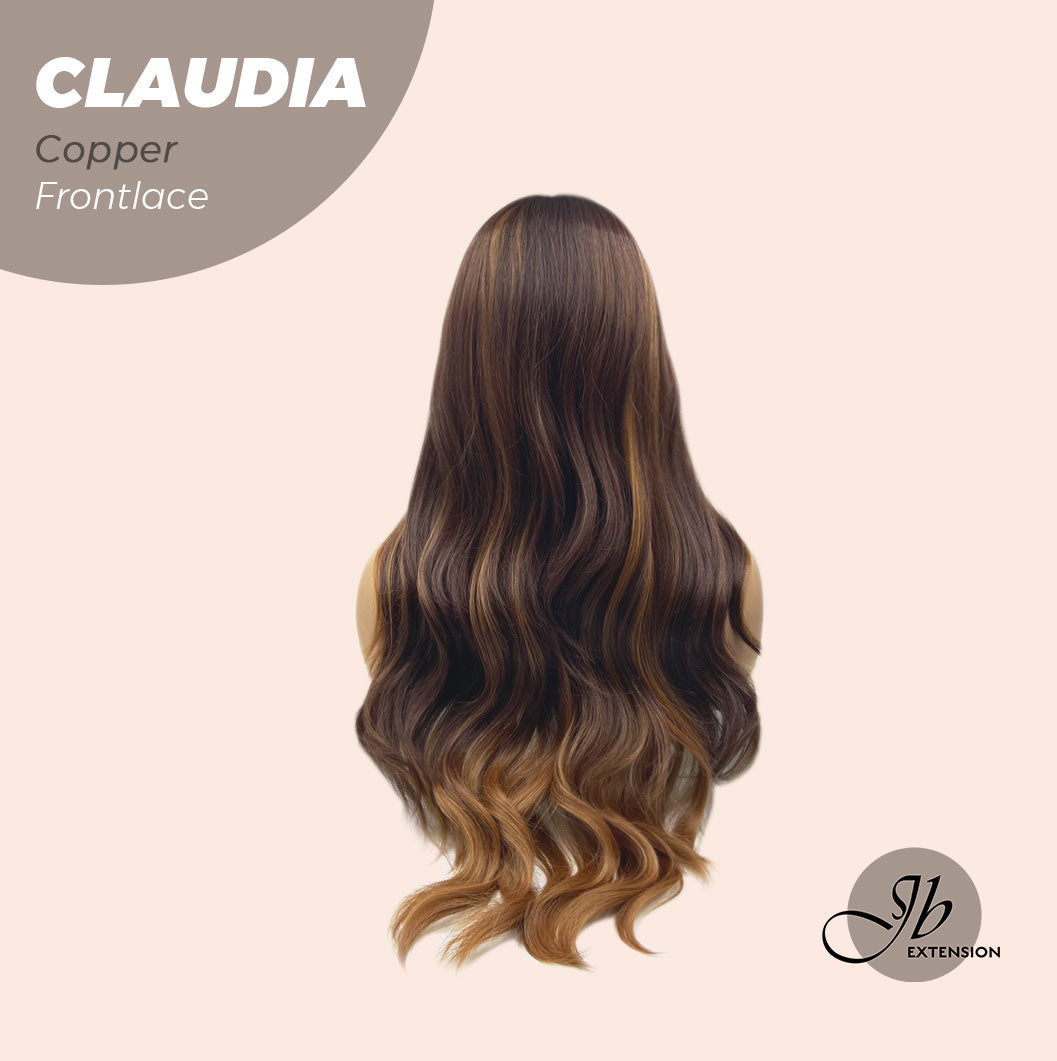 JBEXTENSION 27 Inches Copper Curly Pre-Cut Frontlace Glueless Wig CLAUDIA COPPER