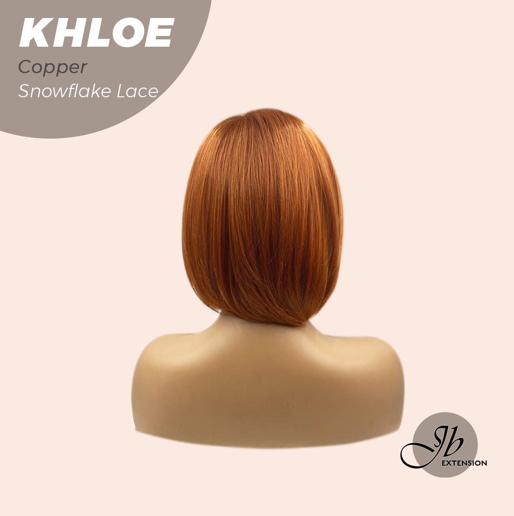 JBEXTENSION 12 Inches Bob Cut Copper Pre-Cut Snowflake Lace Frontlace Glueless Wig KHLOE COPPER【PERMATEASE】【BENDY EAR TABS】