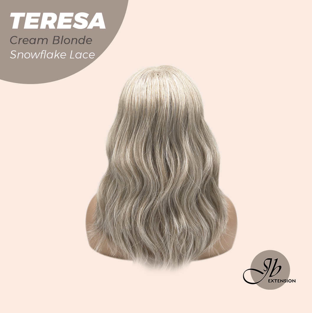 JBEXTENSION 18 Inches Cream Blonde Pre-Cut Snowflake Lace Frontlace Glueless Wig TERESA CREAM BLONDE【PERMATEASE】【BENDY EAR TABS】