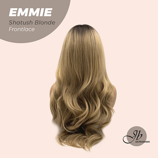 JBEXTENSION 26 Inches Curly Women Shatush Blonde Wig Pre-Cut Frontlace Glueless Wig EMMIE SHATUSH BLONDE